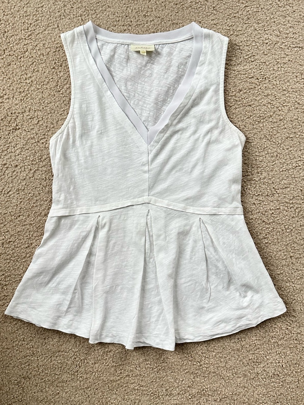 Anthropologie Deletta White V-Neck Peplum Tank